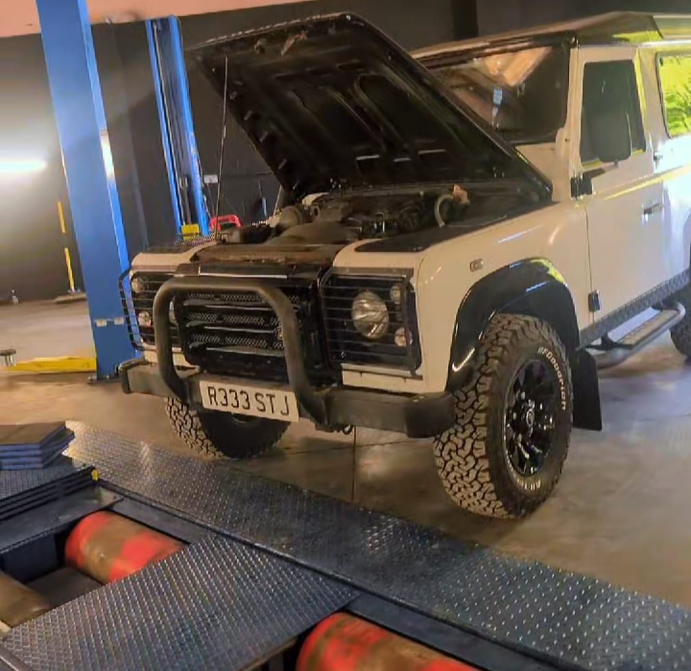 Land Rover Defender in for coding at EC Performance workshop